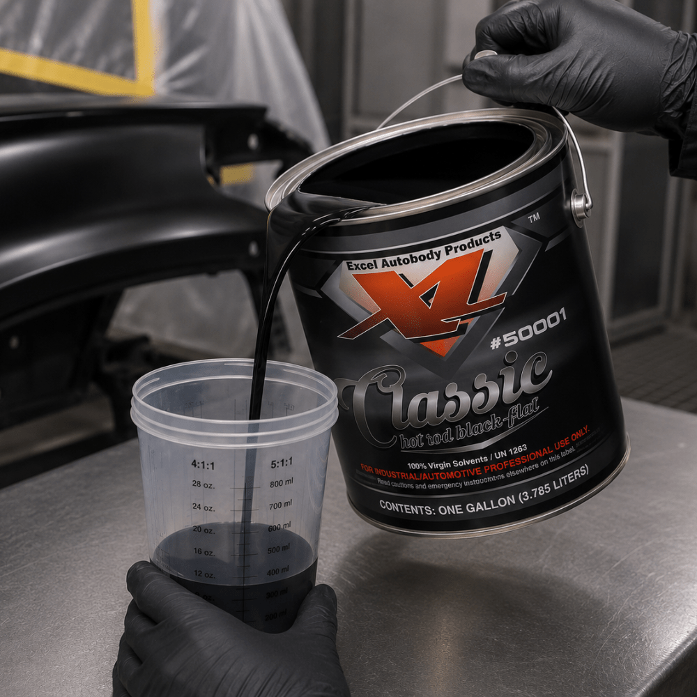Excel 50001 Hot Rod Flat Black Single Stage Paint, 1 Gallon