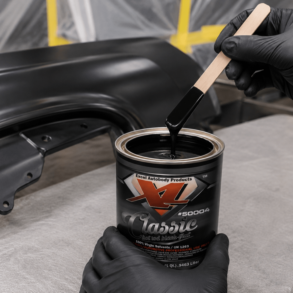 Excel 50004 Hot Rod Flat Black Single Stage Paint, Quart