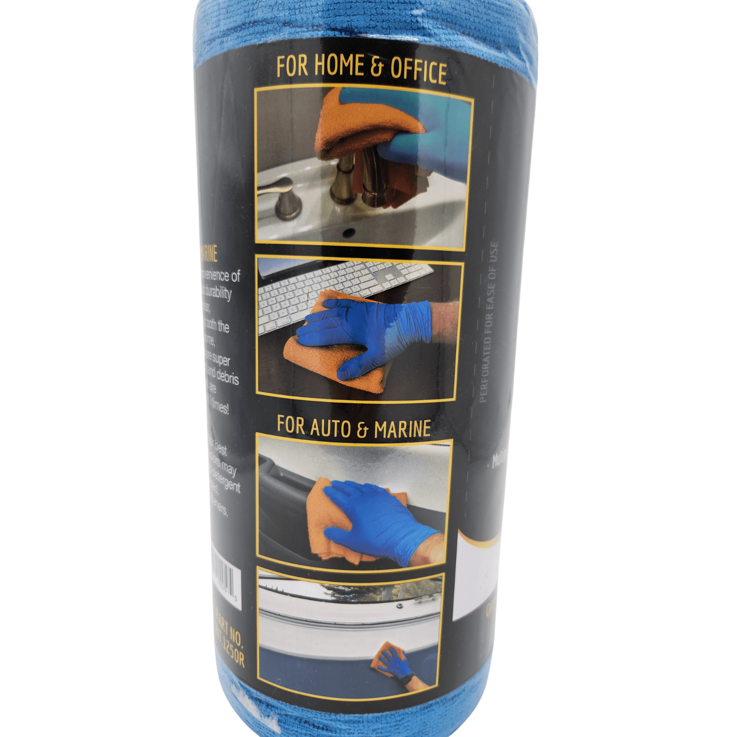 High Teck 1250 Blue Microfiber Towel Roll, 12in x 12in, Roll of 50