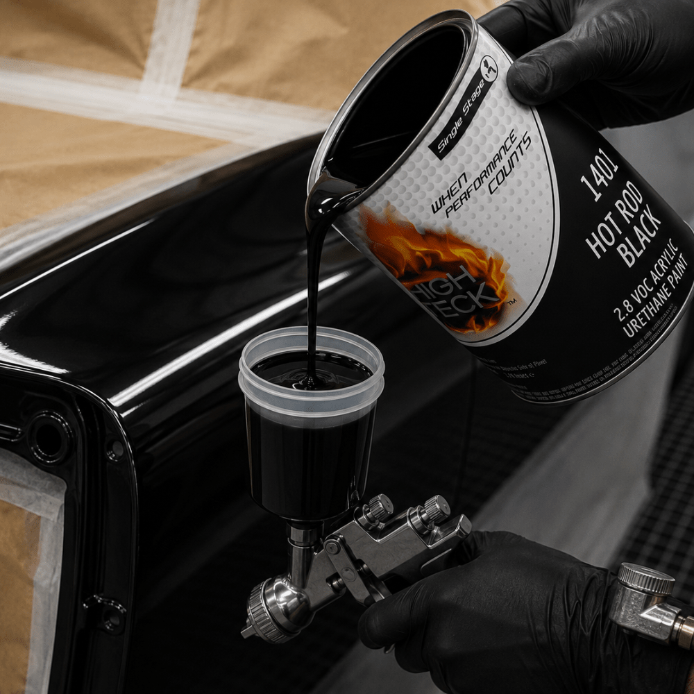High Teck 1401 Hot Rod Black Single Stage Paint, 1 Gallon