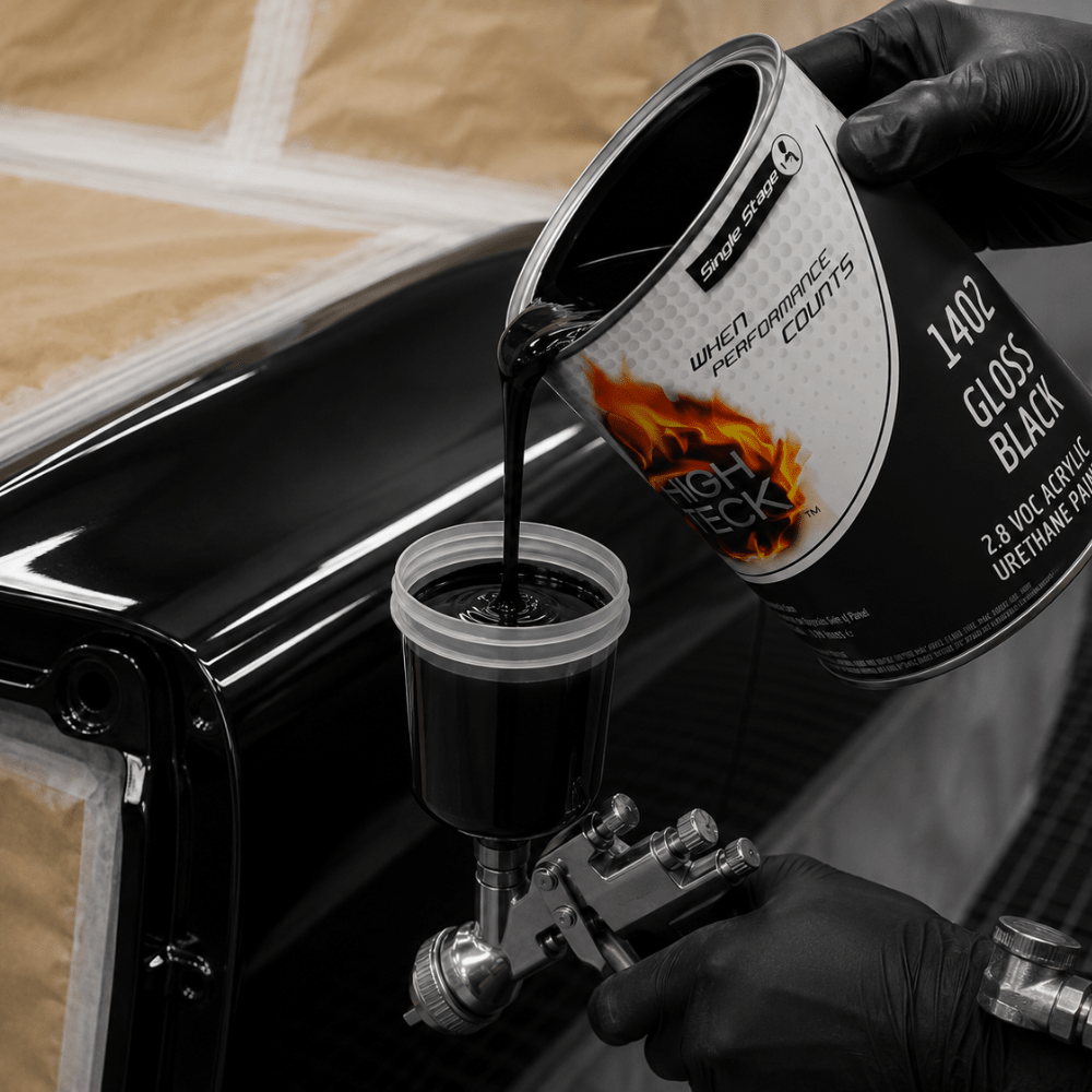 High Teck 1402 Gloss Black Single Stage Paint, 1 Gallon