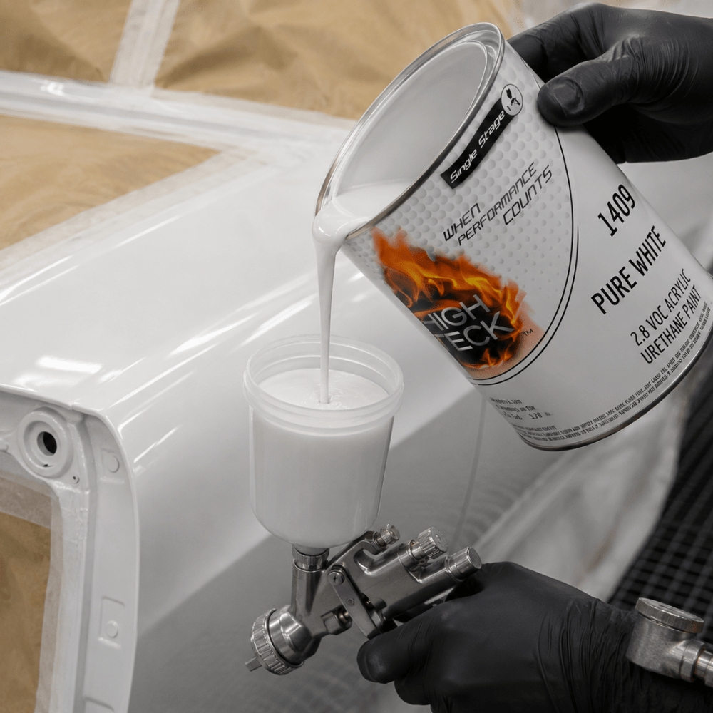 High Teck 1409 Pure White Single Stage Paint, 1 Gallon