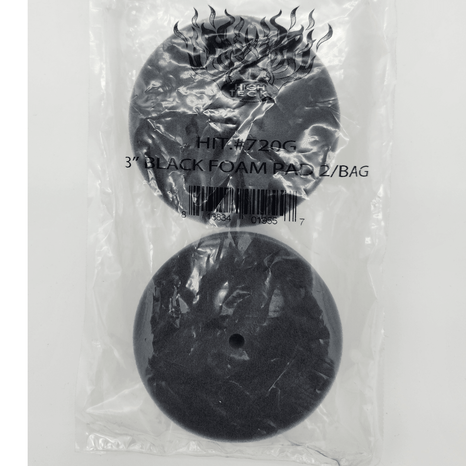 High Teck 3 Inch Dia Black Foam Finishing Buffing Pads, 2 pk