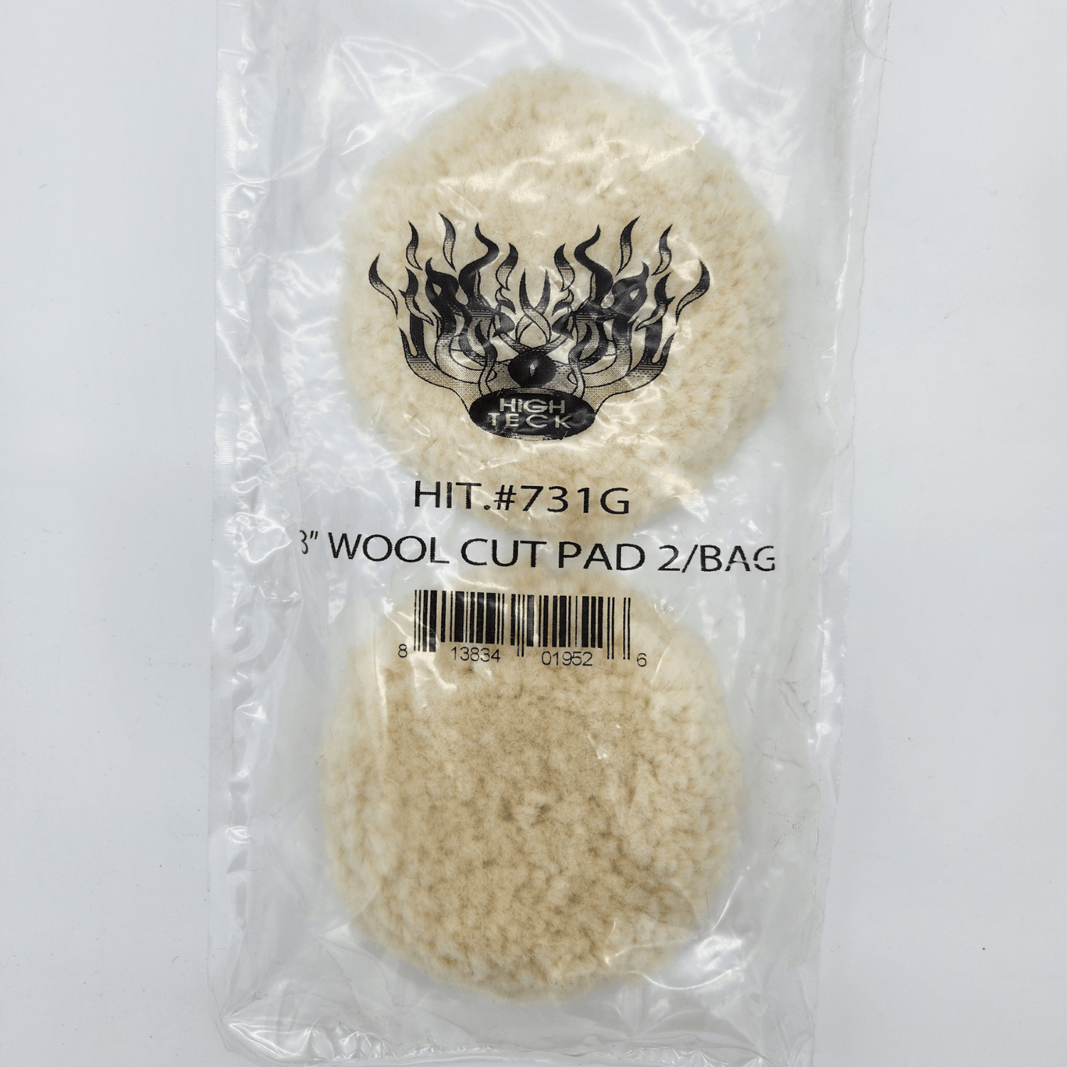 High Teck 3 Inch Dia Wool Compound Buffing Pads, 2 pack