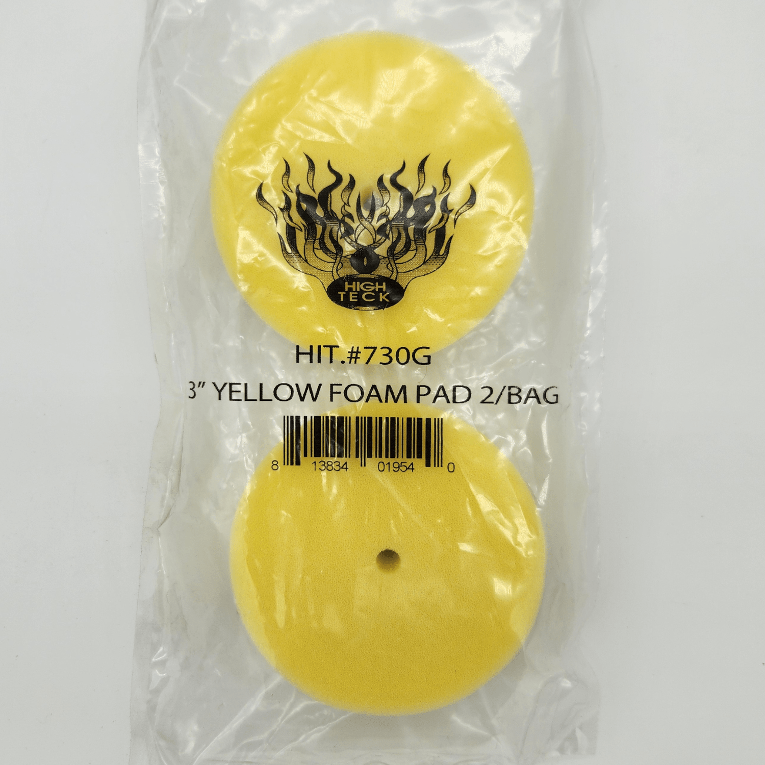 High Teck 3 Inch Dia Yellow Foam Compound Buffing Pads, 2 pk