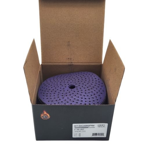 High Teck 6 In Multi-Hole Purple Ceramic Grip Sanding Disc | 50 pk