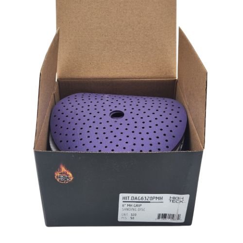 High Teck 6 In Multi-Hole Purple Ceramic Grip Sanding Disc | 50 pk