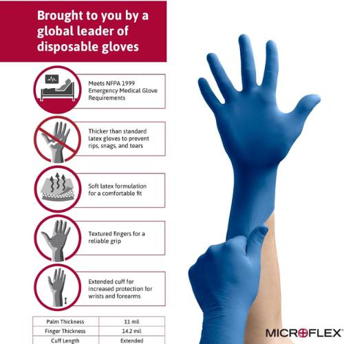 Microflex SafeGrip SG375 Large Textured Blue Latex Gloves -SG375-L---Eagle National Supply