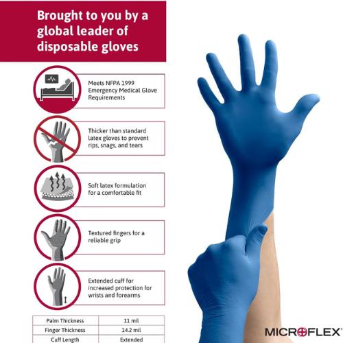 Microflex SafeGrip SG375 Medium Textured Blue Latex Gloves -SG375-M---Eagle National Supply