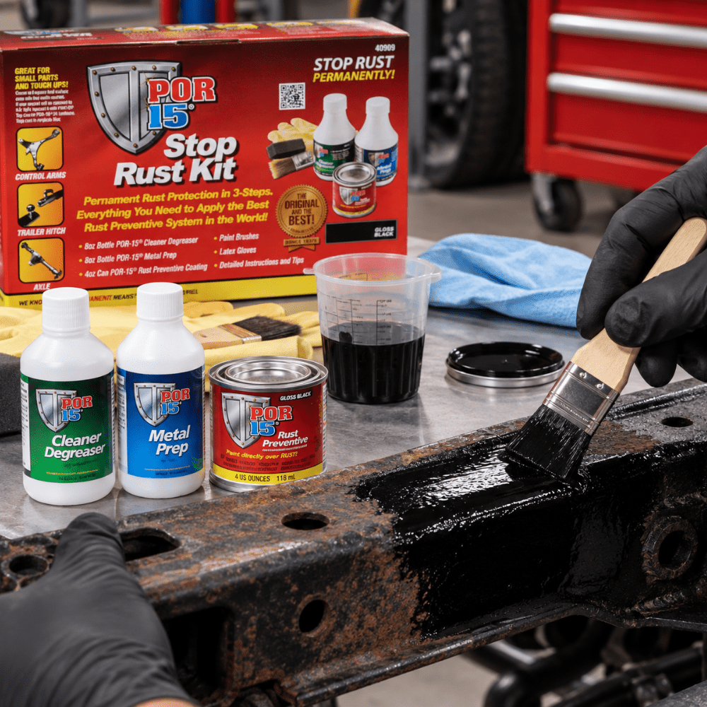 POR-15® 40909 Stop Rust Kit, 4 oz, Black, 6 sq-ft Coverage