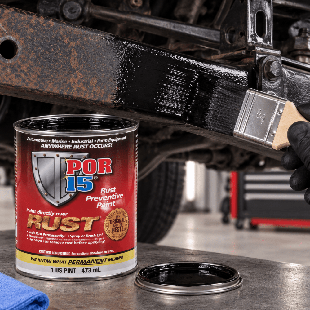 POR-15® 45408 Semi-Gloss Black Rust Preventive Coating, 1 Pt