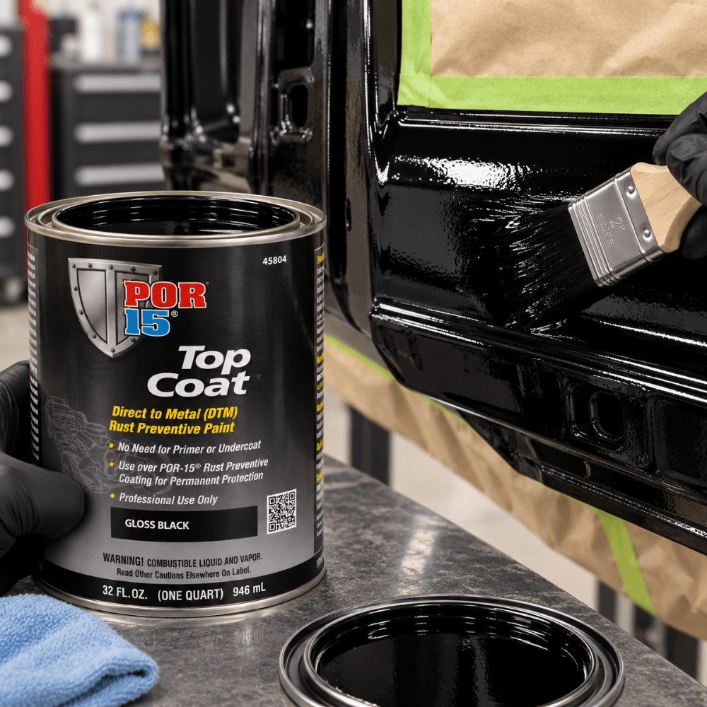 POR-15® 45804 Quart Gloss Black Top Coat DTM Paint
