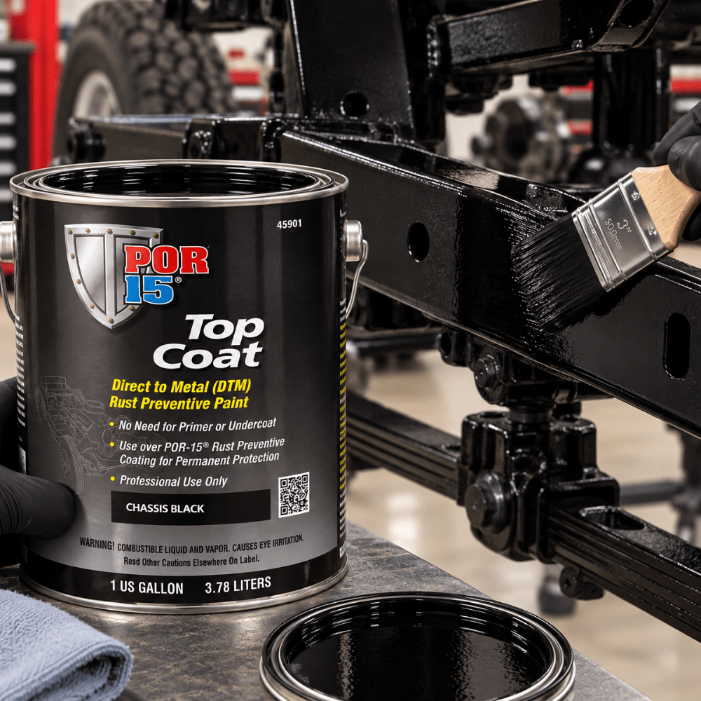 POR-15® 45901 Chassis Black Top Coat DTM Paint, 1 Gal