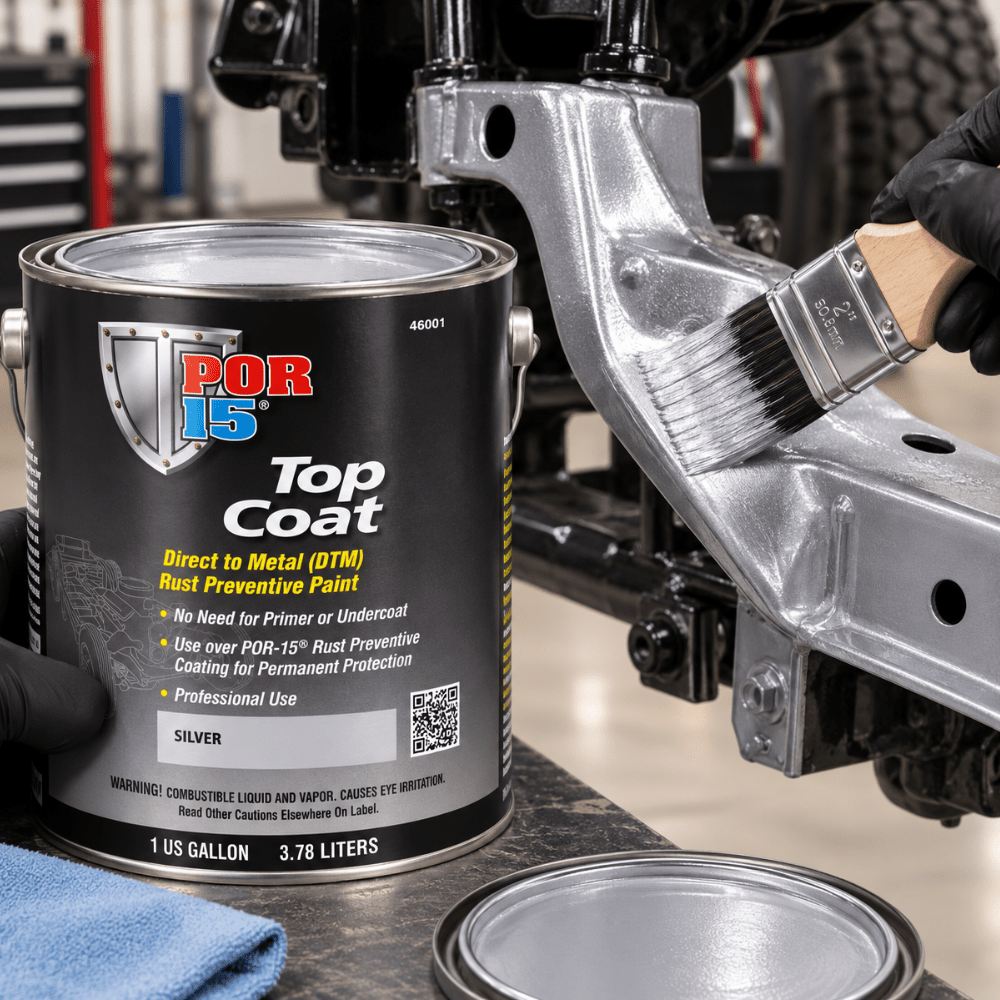 POR-15® 46001 Silver Top Coat DTM Paint, 1 Gal