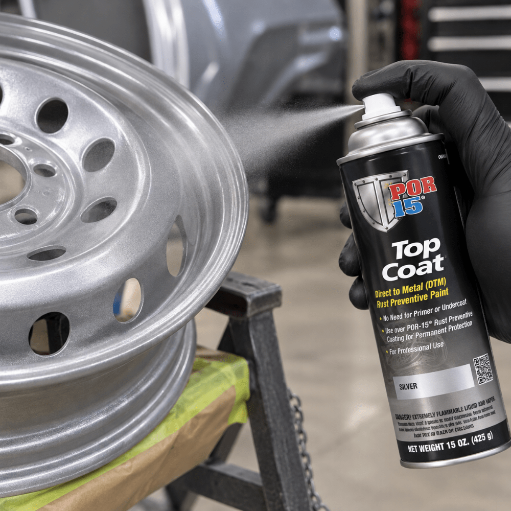 POR-15® 46018 Silver Top Coat DTM Paint, 15 oz Aerosol Can