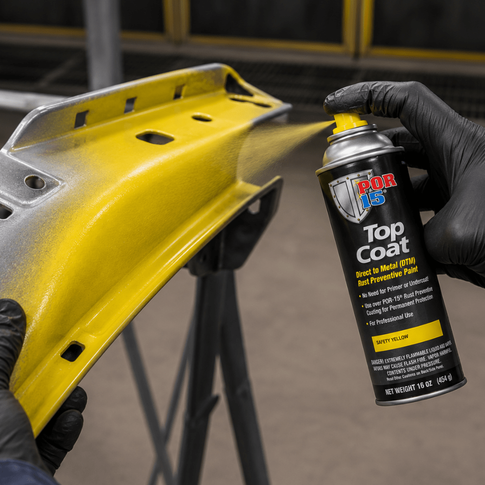 POR-15 46318 Safety Yellow Top Coat DTM Paint, 16 oz