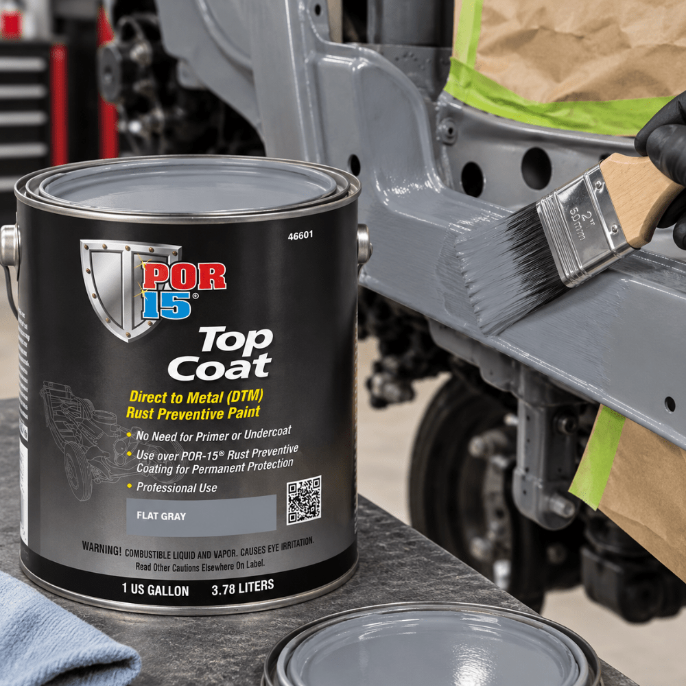 POR-15® 46601 Gray Top Coat DTM Paint, 1 Gal