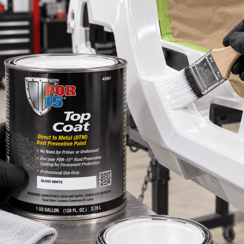 POR-15® 46801 White Top Coat DTM Paint, 1 Gal