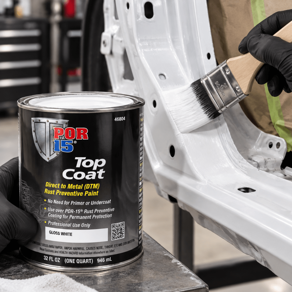 POR-15® 46804 Quart White Top Coat DTM Paint