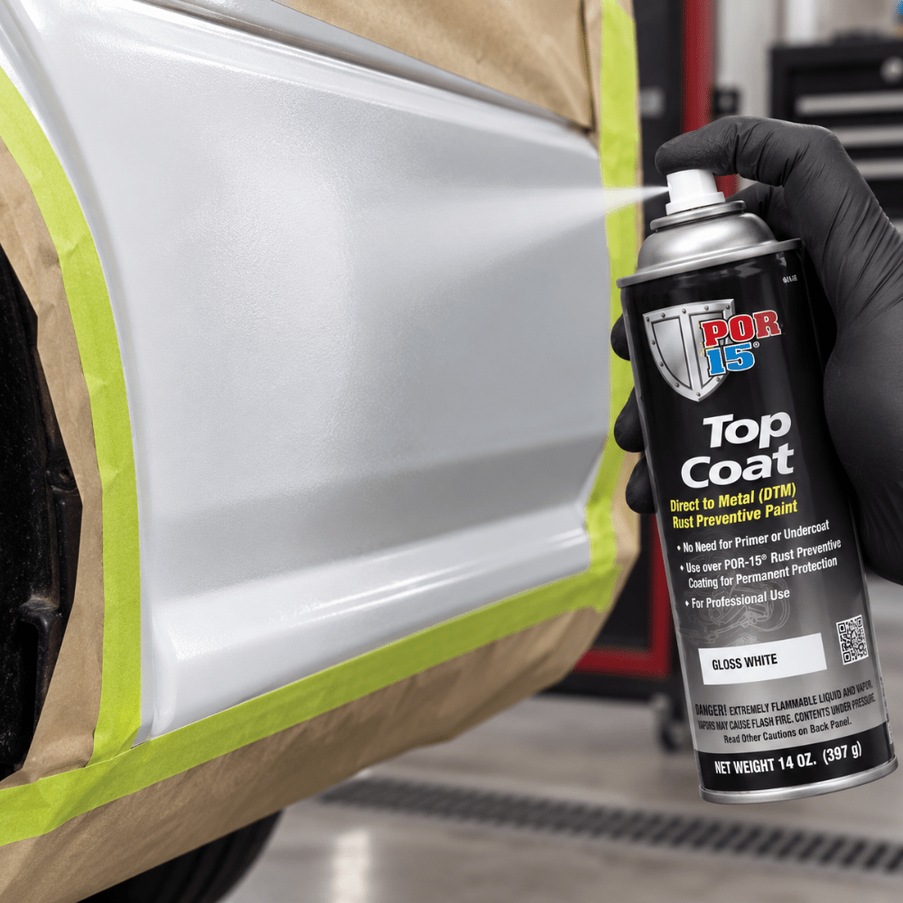 POR-15® 46818 White Top Coat DTM Paint, 14 oz Aerosol Can