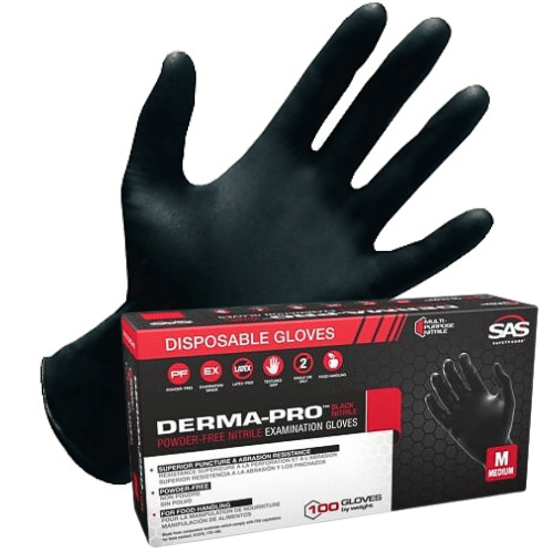 SAS Derma - Pro 66542 Medium FDA Food Grade Black Nitrile Gloves 100/Box - 66542 - Eagle National Supply