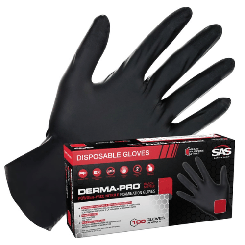 SAS Derma - Pro 66545 XXL FDA Food Grade Black Nitrile Gloves, 100/Box - 66545 - Eagle National Supply