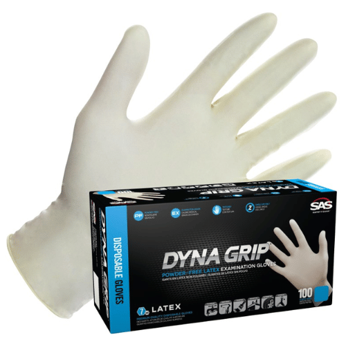 SAS® Dyna Grip Large Rubber Latex Disposable Gloves, Box of 100 - 650 - 1003 - Eagle National Supply