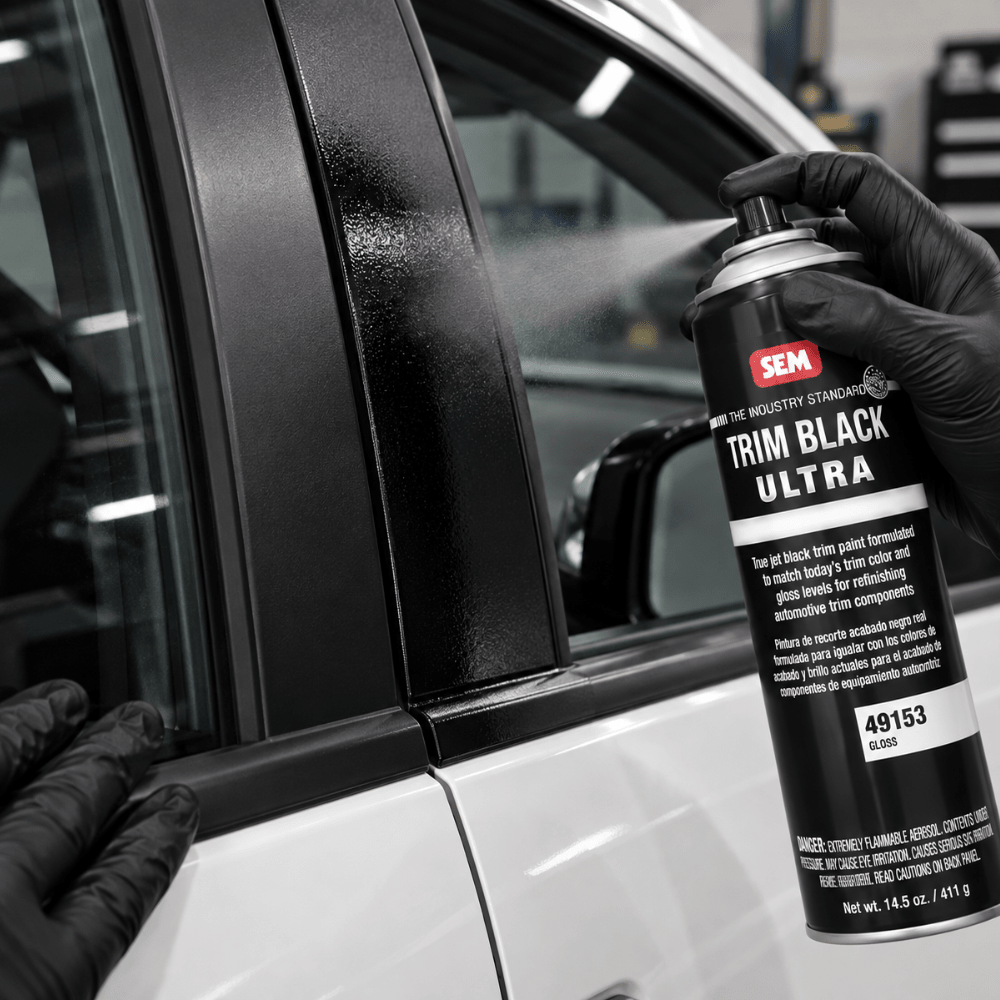 SEM 49153 Gloss Black Ultra Trim Paint, 20 oz Aerosol Can