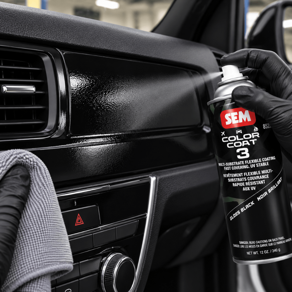 SEM 85233 Color Coat 3 Gloss Black, 16 oz | Aerosol | Auto Interior Paint