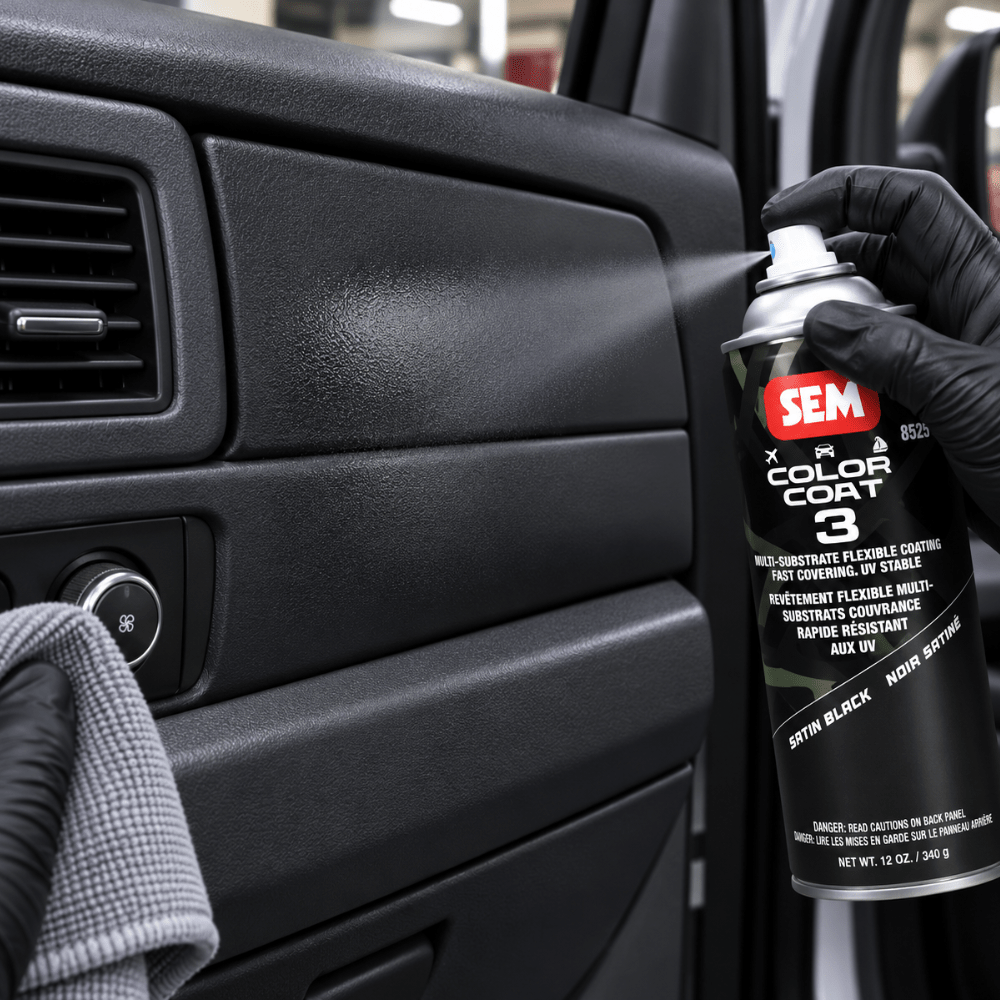 SEM 85243 Color Coat 3 Satin Black, 16 oz | Aerosol | Auto Interior Paint