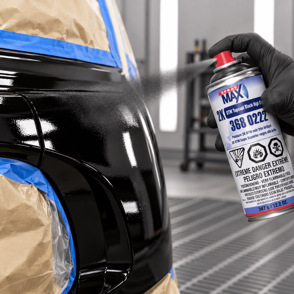 SprayMax® 3680222 2K DTM Topcoat, 12 oz Aerosol, High Gloss Black