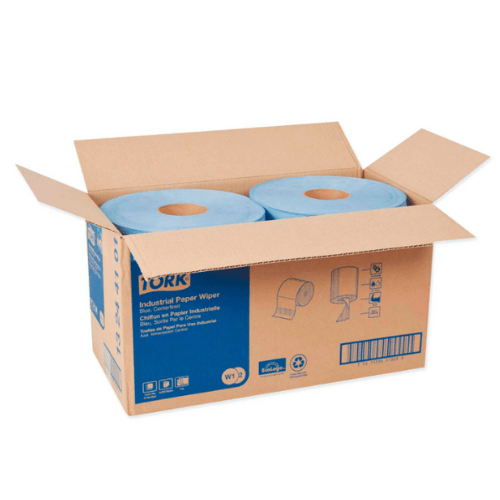 Tork® 13244101 Industrial Centerfeed Blue Paper Wiper Roll, Box of 2 -13244101---Eagle National Supply