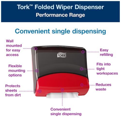 Tork 6540281 Folded Wiper Dispenser | Red and Black