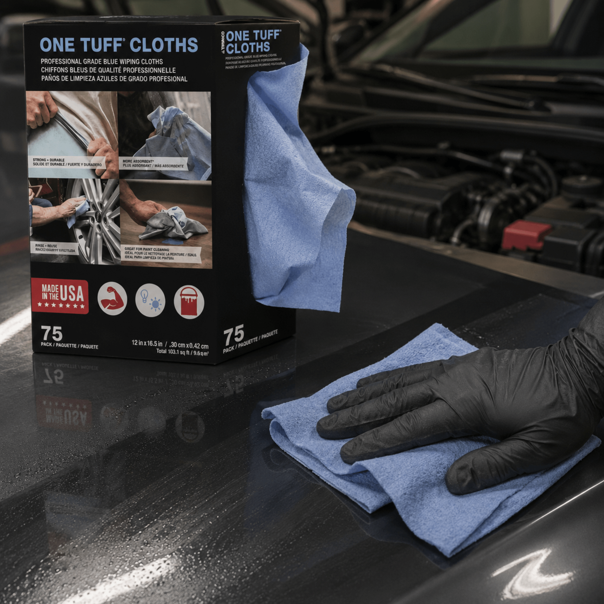 TRIMACO ONE TUFF 84075 Professional Grade Wiper Cloth, 75 pc