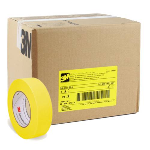 3M 06653 1.0" Yellow Automotive Masking Tape, Case of 36 -6653---Eagle National Supply