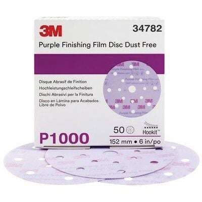 3M™ 34782 260L Series Dust Free Abrasive Disc, 6 in Purple, P1000 Grit, Hookit Hook and Loop attachment, Box of 50