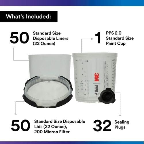 3M™ PPS™ 2.0 6.8 oz Mini Lid and Liner Kit, 26114, 200 Micron Filter -26114---Eagle National Supply