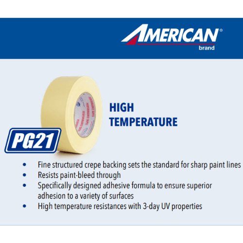 American® PG27-1 High Temp Beige Masking Tape, Case of 36 Rolls