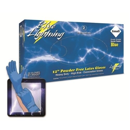ASP Blue Lightning Small Latex Gloves, Case of 10 Boxes -BLUES-CASE---Eagle National Supply