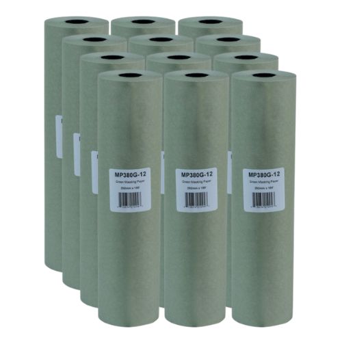 High Teck 12 in x 180 ft Green Masking Paper Hand Roll, Box of 12 -MP380G-12-CASE---Eagle National Supply