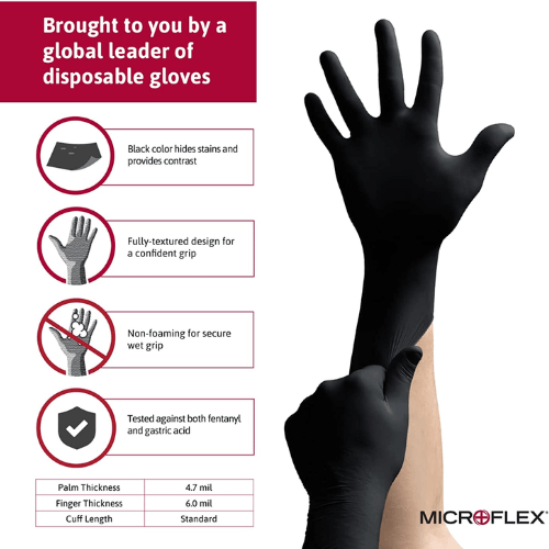 Microflex MidKnight MK296 Medium Disposable Gloves, Box of 100 -MK296-M---Eagle National Supply