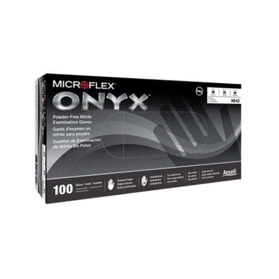 Microflex Onyx N644 XL Black Nitrile Disposable Gloves, Box of 100 -N644---Eagle National Supply