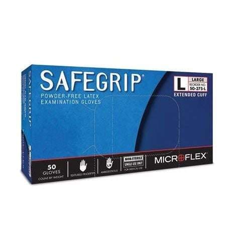 Microflex SafeGrip SG375 Large Textured Blue Latex Gloves -SG375-L---Eagle National Supply