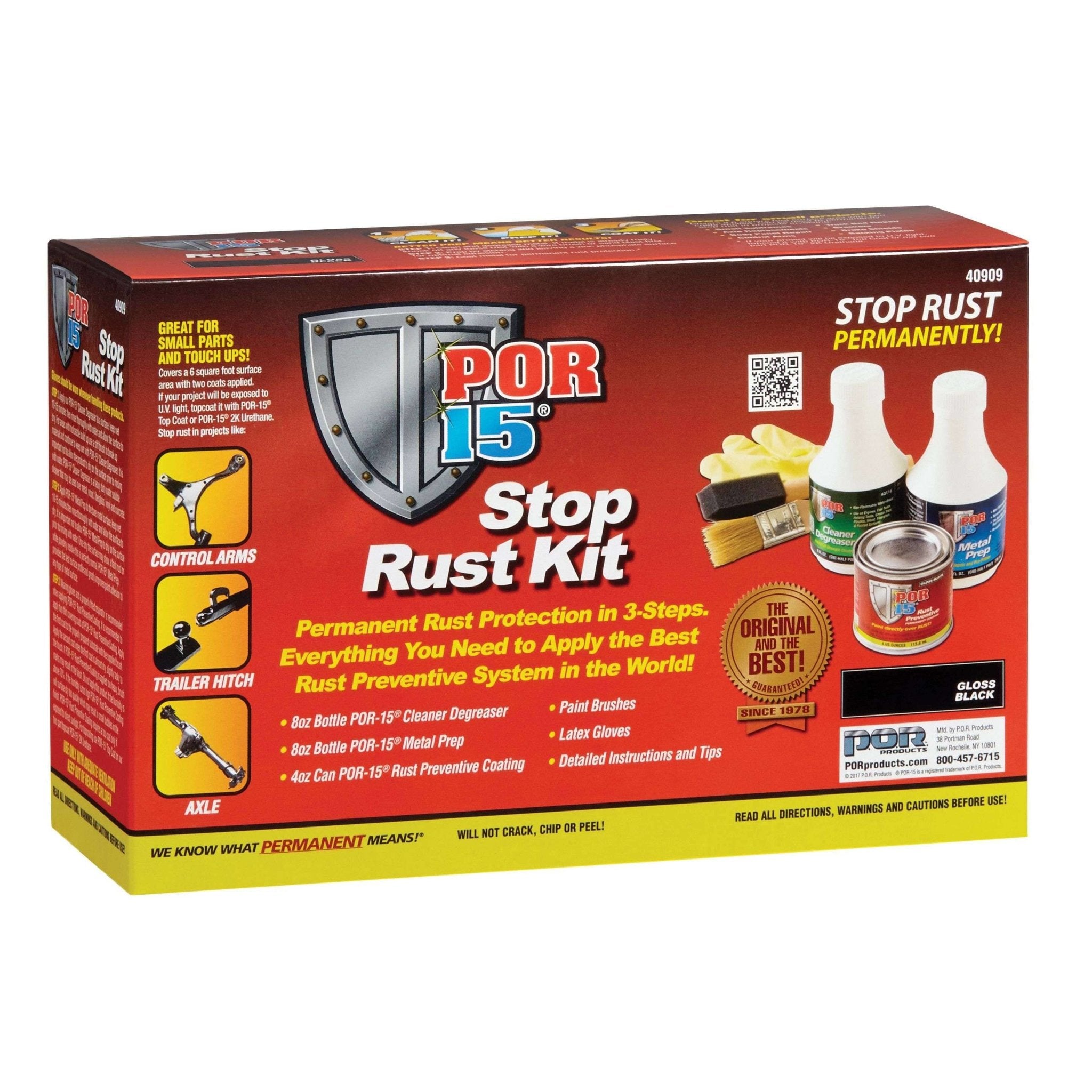 POR-15® 40909 Stop Rust Kit, 4 oz, Black, 6 sq-ft Coverage