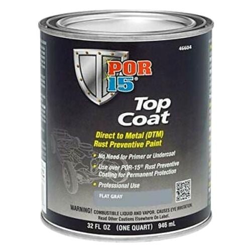 POR-15® 46604 Flat Gray Top Coat DTM Paint, 1 Qt -46604---Eagle National Supply