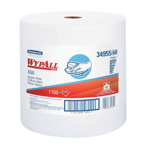 WypAll 34955 X60 Series Jumbo Roll of 12 in White Cloths -34955---Eagle National Supply