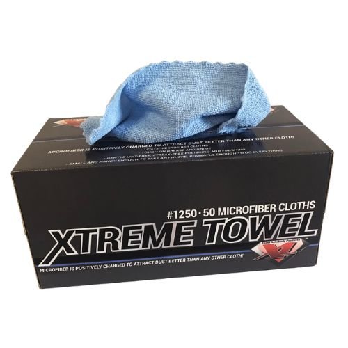X-L 1250 Xtreme Blue Microfiber Towel, 12in x 12in, box of 50 -1250---Eagle National Supply
